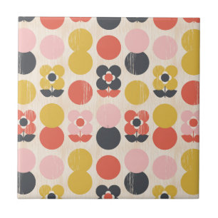 Azulejo De Cerâmica Teste padrão de flor moderno do meio século