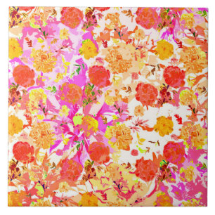 Azulejo De Cerâmica Teste padrão de flores feminino bonito