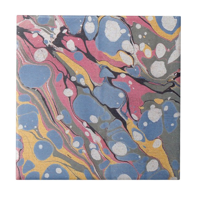 Azulejo De Cerâmica Teste padrão de mármore italiano azul (Frente)