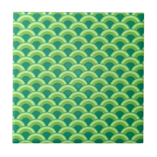 Azulejo De Cerâmica Teste padrão de onda do art deco - verde de jade
