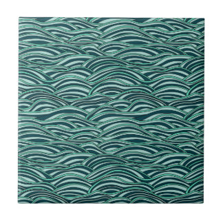 Azulejo De Cerâmica Teste padrão de ondas verde e azul. Textura do mar