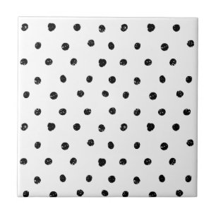 Azulejo De Cerâmica Teste padrão de pontos abstrato preto e branco