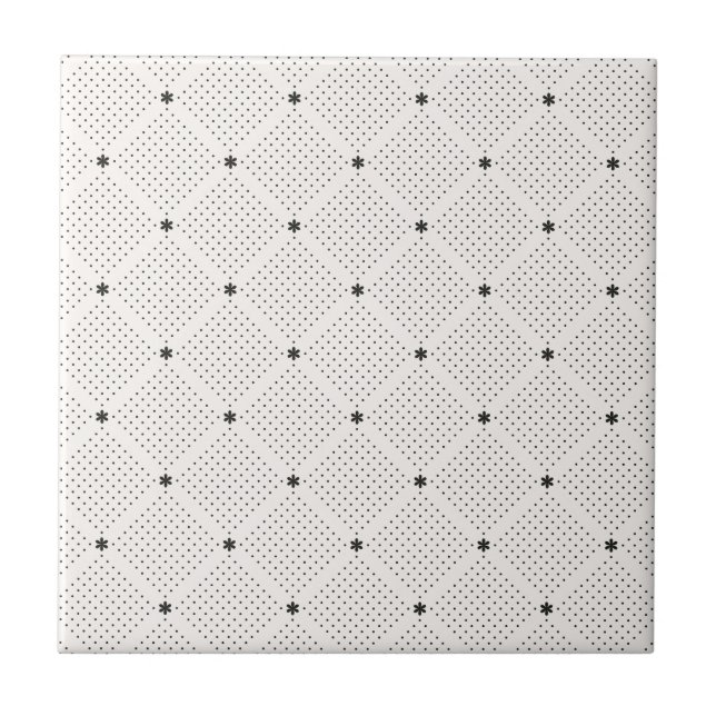 Azulejo De Cerâmica Teste padrão de pontos pequeno branco preto (Frente)