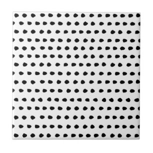 Azulejo De Cerâmica Teste padrão de pontos preto e branco chique na