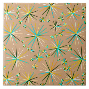 Azulejo De Cerâmica Teste padrão de Sputnik do meio século, Taupe Ta