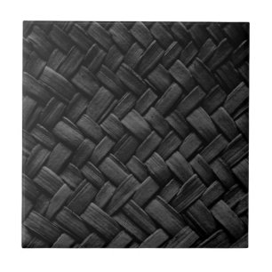 Azulejo De Cerâmica teste padrão de weave de cesta preto