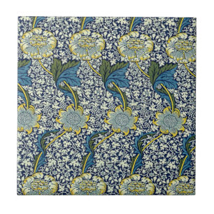 Azulejo De Cerâmica Teste padrão de William Morris Kennet (azul)