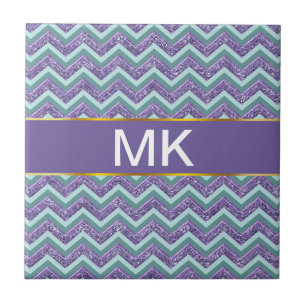 Azulejo De Cerâmica Teste padrão de ziguezague de vidro Amethyst