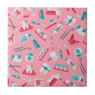 Azulejo De Cerâmica Teste padrão dental cor-de-rosa