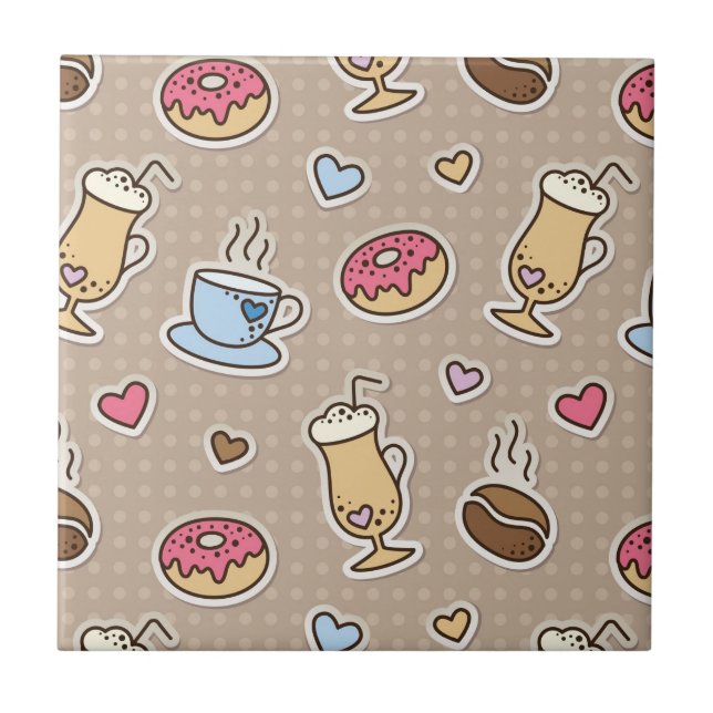 Azulejo De Cerâmica Teste padrão do café (Frente)