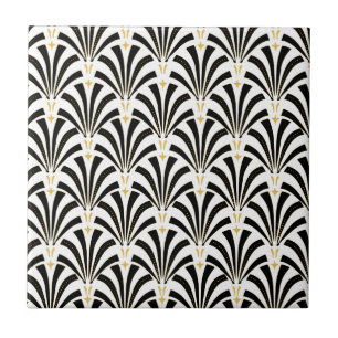 Azulejo De Cerâmica Teste padrão do costume dos fãs do art deco