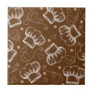 Azulejo De Cerâmica Teste padrão do cozinhar com chapéu do cozinheir