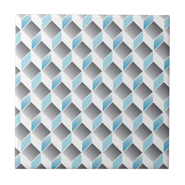 Azulejo De Cerâmica teste padrão do cubo 3d - design geométrico - sem (Frente)