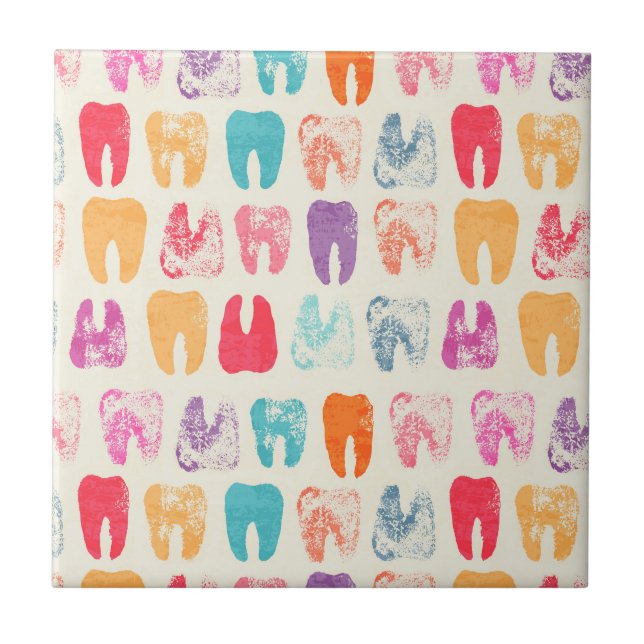 Azulejo De Cerâmica Teste padrão do dente do Grunge (Frente)