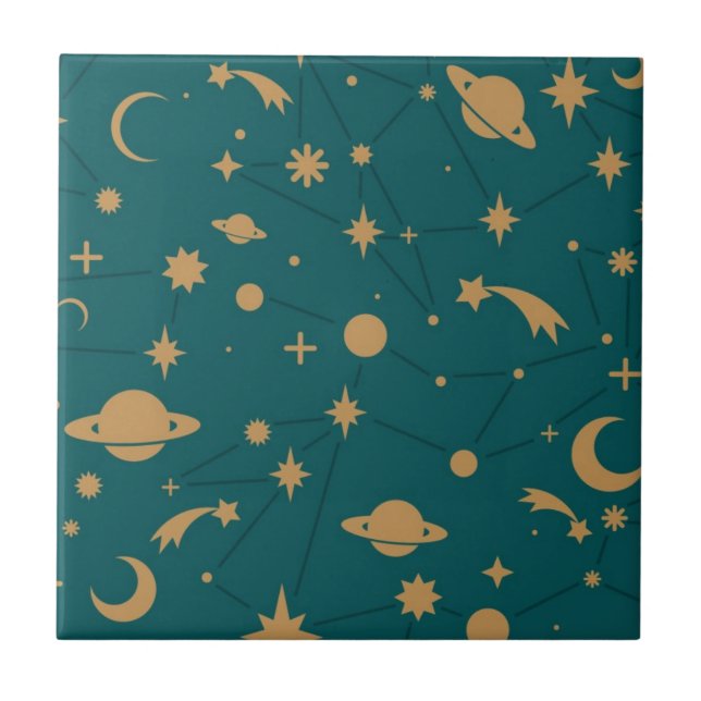 Azulejo De Cerâmica Teste padrão do espaço (Frente)