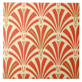Azulejo De Cerâmica Teste padrão do fã do art deco - tanjerina