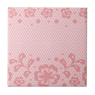 Azulejo De Cerâmica Teste padrão do laço, vintage 3 da flor