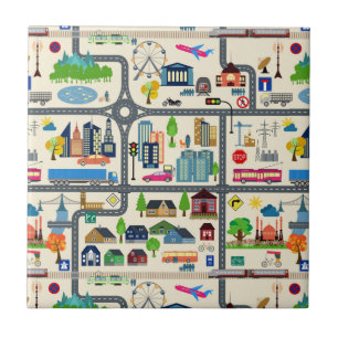 Azulejo De Cerâmica Teste padrão do mapa da cidade