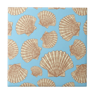 Azulejo De Cerâmica Teste padrão do Seashell do estilo do vintage