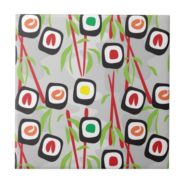 Azulejo De Cerâmica Teste padrão do sushi (Frente)