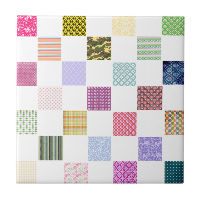 Azulejo De Cerâmica Teste padrão do tabuleiro de damas do arco-íris (Frente)