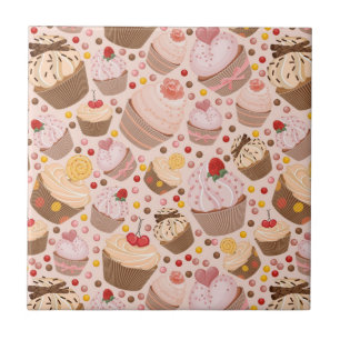 Azulejo De Cerâmica Teste padrão dos cupcakes comemorativos