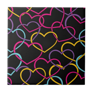 Azulejo De Cerâmica Teste padrão dos namorados com corações da cor