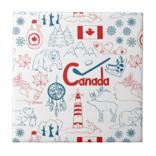 Azulejo De Cerâmica Teste padrão dos símbolos de Canadá