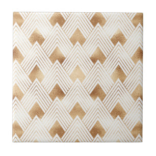 Azulejo De Cerâmica Teste padrão Dourado do art deco
