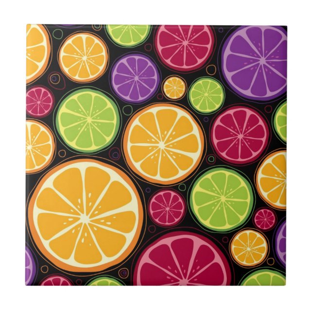 Azulejo De Cerâmica Teste padrão e fundo alaranjados (Frente)