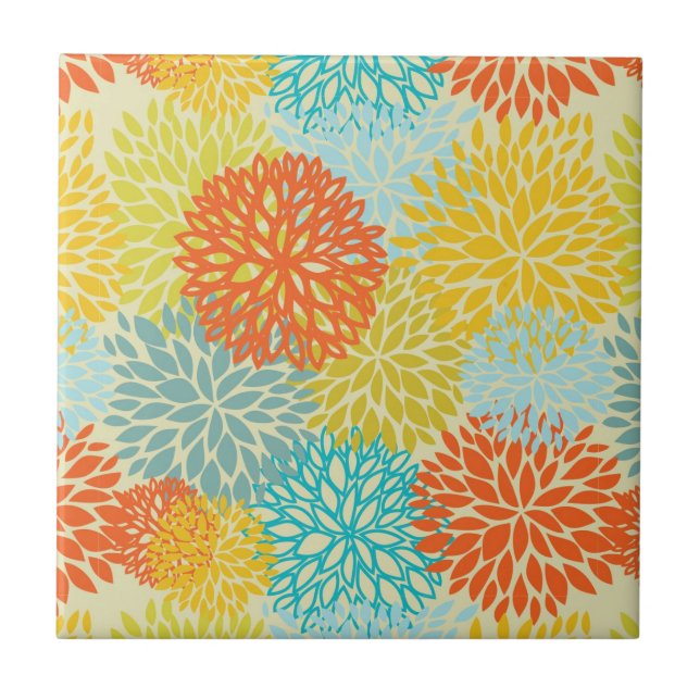 Azulejo De Cerâmica Teste padrão floral 3 (Frente)