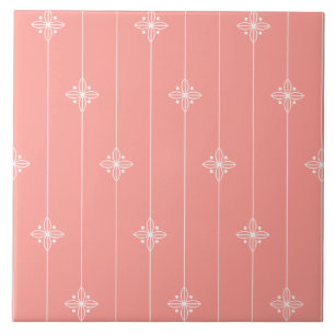 Azulejo De Cerâmica Teste padrão floral da cor coral Pastel