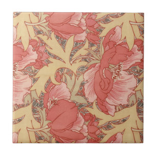 Azulejo De Cerâmica Teste padrão floral de Nouveau da arte das