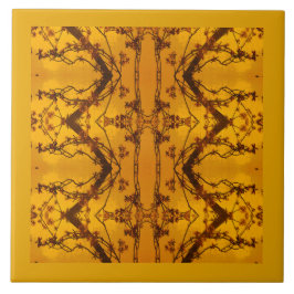 Azulejo De Cerâmica Teste padrão floral do estilo Dourado de tuscan do