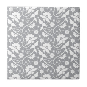 Azulejo De Cerâmica Teste padrão floral do laço