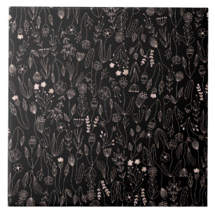 Azulejo De Cerâmica Teste padrão floral Dourado cor-de-rosa