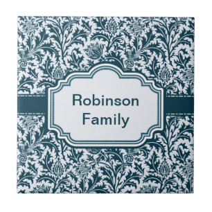 Azulejo De Cerâmica Teste padrão floral elegante do cardo de William