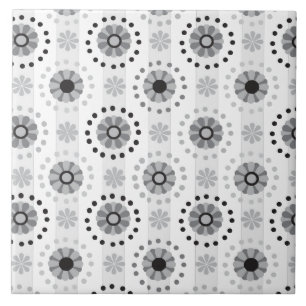 Azulejo De Cerâmica Teste padrão floral monocromático moderno à mod