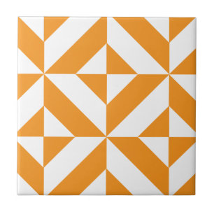 Azulejo De Cerâmica Teste padrão geométrico alaranjado queimado do