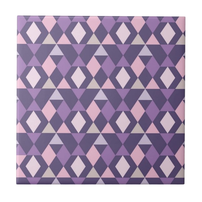 Azulejo De Cerâmica Teste padrão geométrico árabe roxo (Frente)