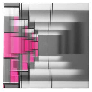 Azulejo De Cerâmica Teste padrão geométrico cor-de-rosa do cinza e o