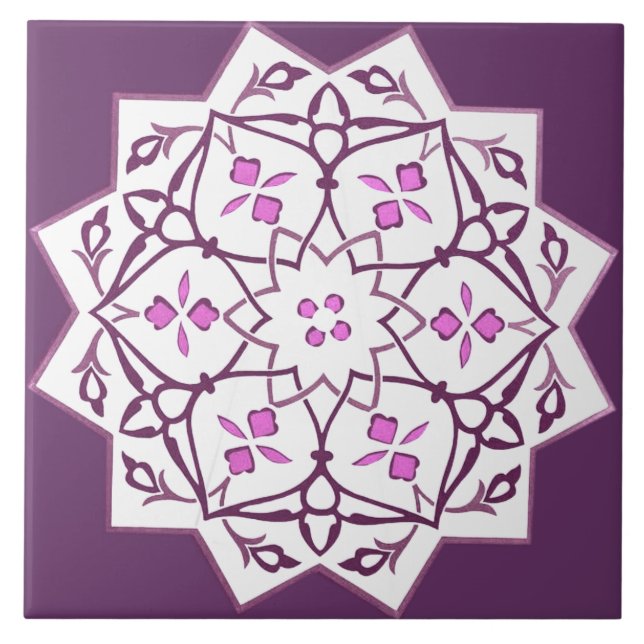 Azulejo De Cerâmica Teste padrão geométrico da forma da estrela do (Frente)