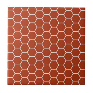 Azulejo De Cerâmica Teste padrão geométrico do favo de mel do vermelho