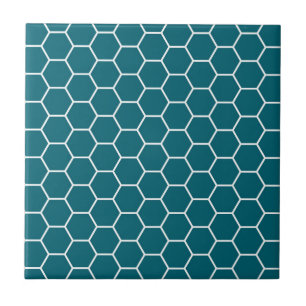 Azulejo De Cerâmica Teste padrão geométrico do hexágono de turquesa