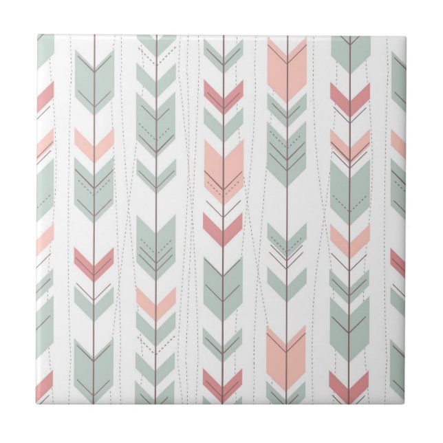 Azulejo De Cerâmica Teste padrão geométrico no estilo retro (Frente)