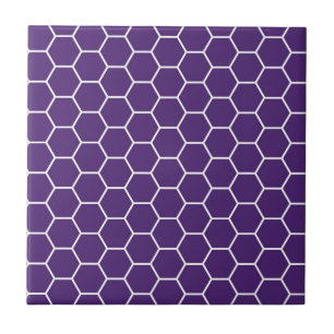 Azulejo De Cerâmica Teste padrão geométrico roxo brilhante do hexág