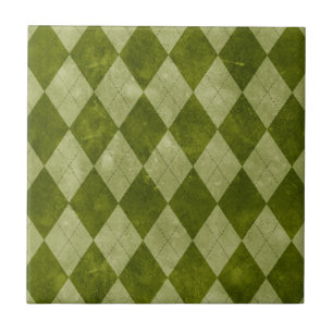 Azulejo De Cerâmica Teste padrão geométrico verde Mossy clássico de