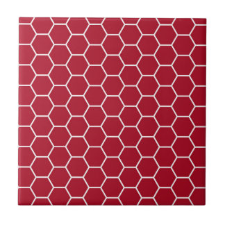 Azulejo De Cerâmica Teste padrão geométrico vermelho brilhante do