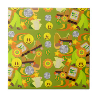 Azulejo De Cerâmica Teste padrão Groovy do flashback