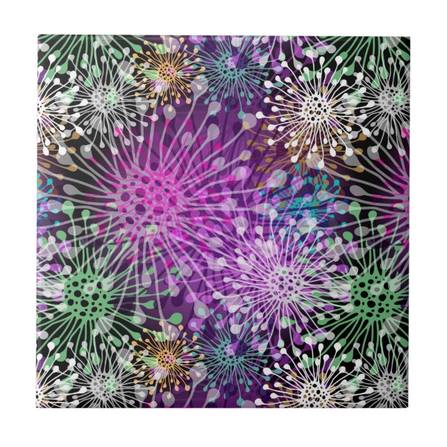 Azulejo De Cerâmica Teste padrão manchado vívido (Frente)